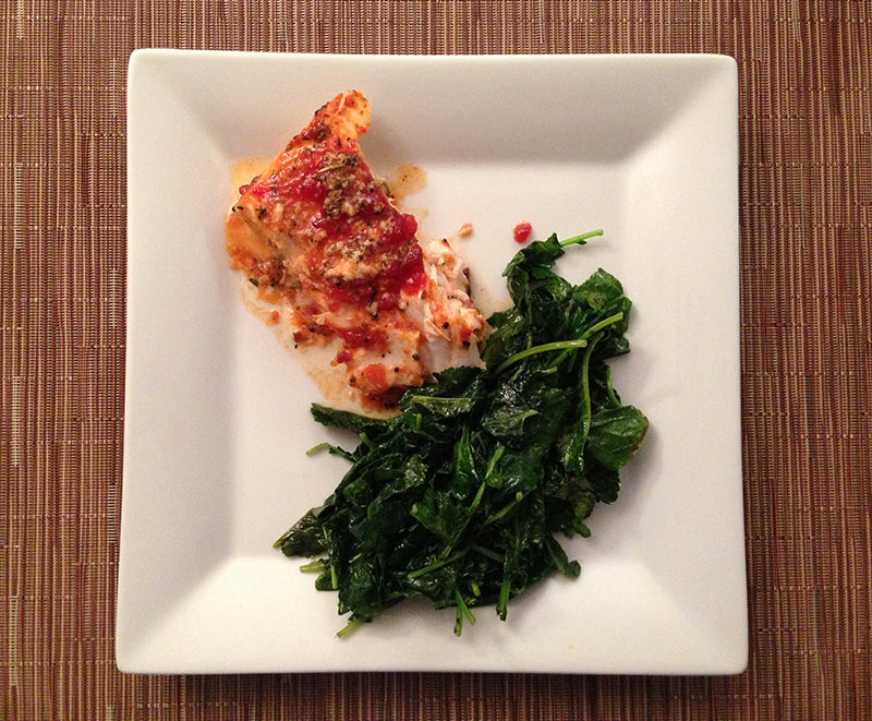 Halibut with sauteed greens