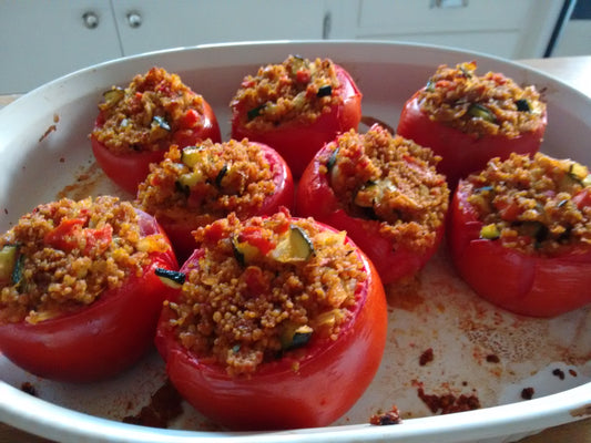 Baked tomatoes stuffed with quinoa
